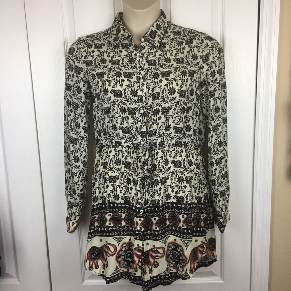 Xtaren Elephant Print Shirt Dress‎